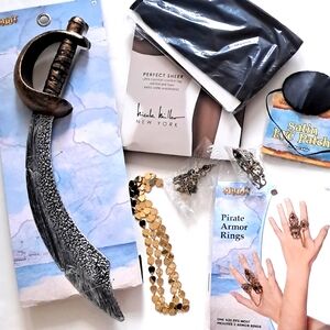 Pirate Accessories Cutlass Sword Rings Eye Patch Shiny Necklace Bling Costume